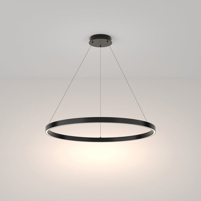 Lampadario A Sospensione Moderno Rim Alluminio Nero 1 Luce Led 51W