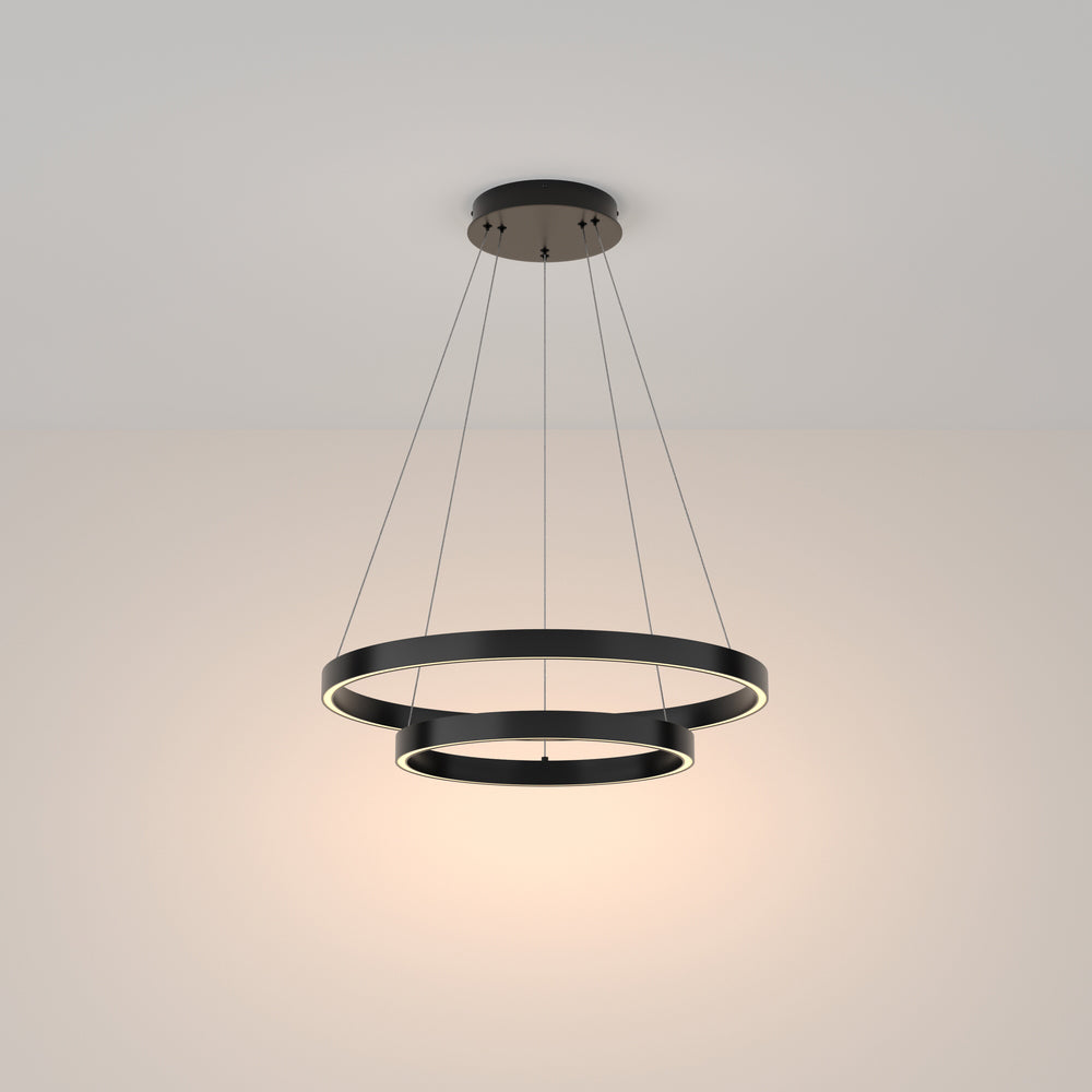 Lampadario A Sospensione Moderno Rim Alluminio Nero Luce Led 61W