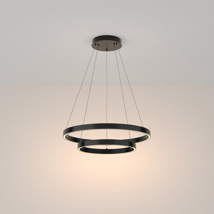 Lampadario A Sospensione Moderno Rim Alluminio Nero Luce Led 61W