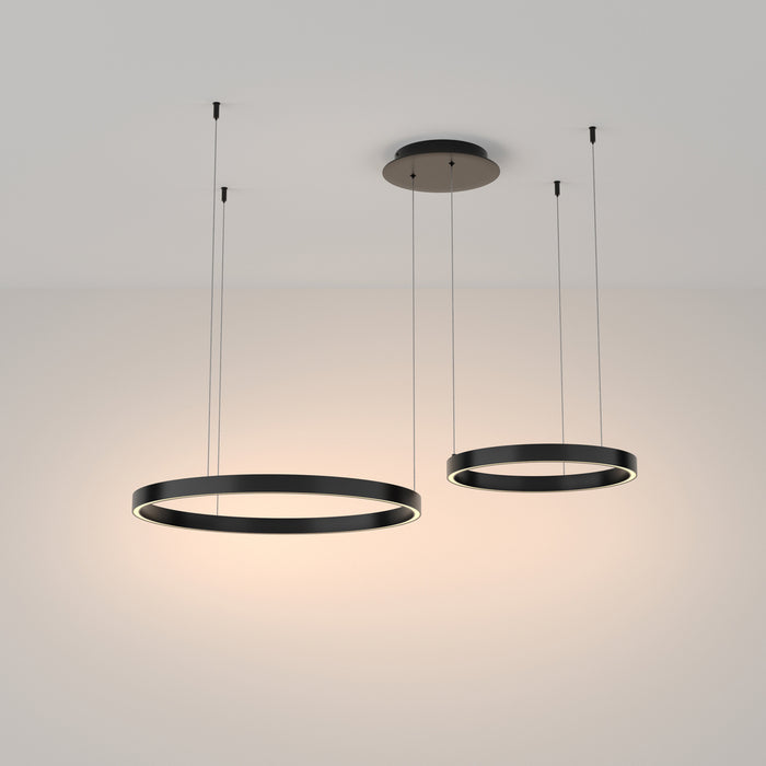Lampadario A Sospensione Moderno Rim Alluminio Nero Luce Led 61W
