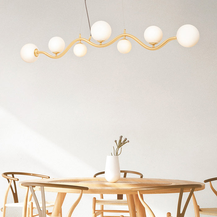 Lampadario Contemporaneo Uva Metallo Oro 7 Luci Diffusori Bianchi