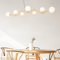 Lampadario Contemporaneo Uva Metallo Oro 7 Luci Diffusori Bianchi