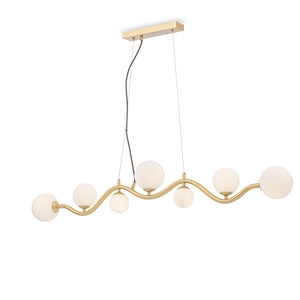 Lampadario Contemporaneo Uva Metallo Oro 7 Luci Diffusori Bianchi