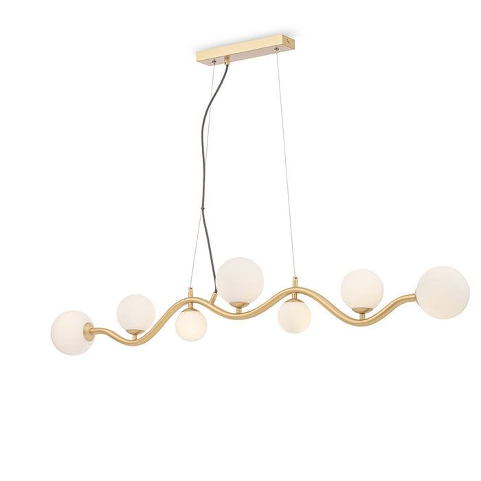 Lampadario Contemporaneo Uva Metallo Oro 7 Luci Diffusori Bianchi