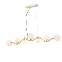 Lampadario Contemporaneo Uva Metallo Oro 7 Luci Diffusori Bianchi