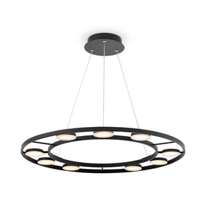 Lampadario A Sospensione Moderno Fad Metallo Nero Acrilico 9 Luci Led 63W