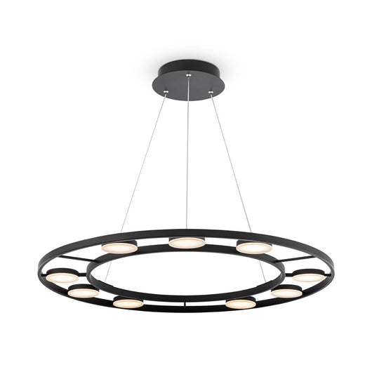 Lampadario A Sospensione Moderno Fad Metallo Nero Acrilico 9 Luci Led 63W