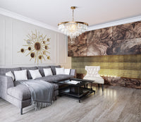 Lampadario Contemporaneo Revero Metallo Ottone 12 Luci Diffusori Vetro