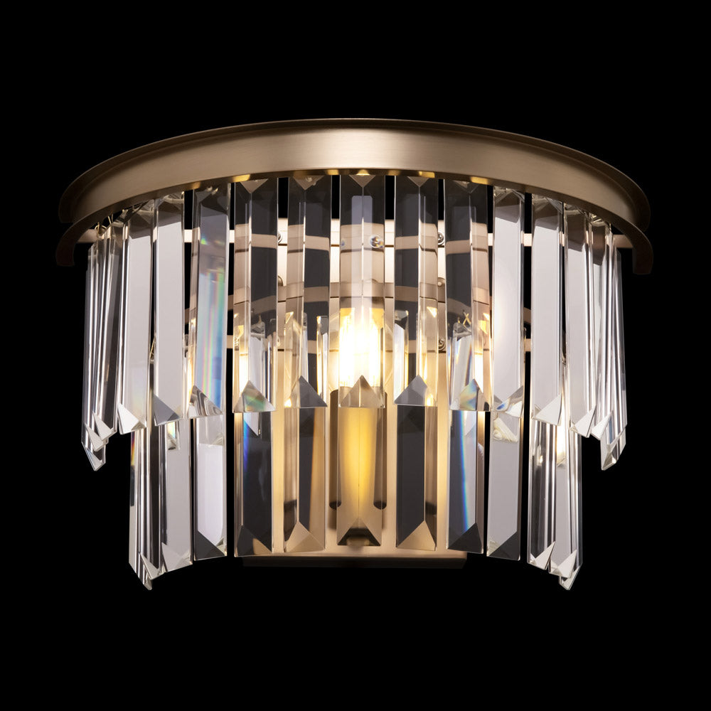 Applique Contemporanea Revero Metallo Ottone 1 Luce Diffusore Vetro