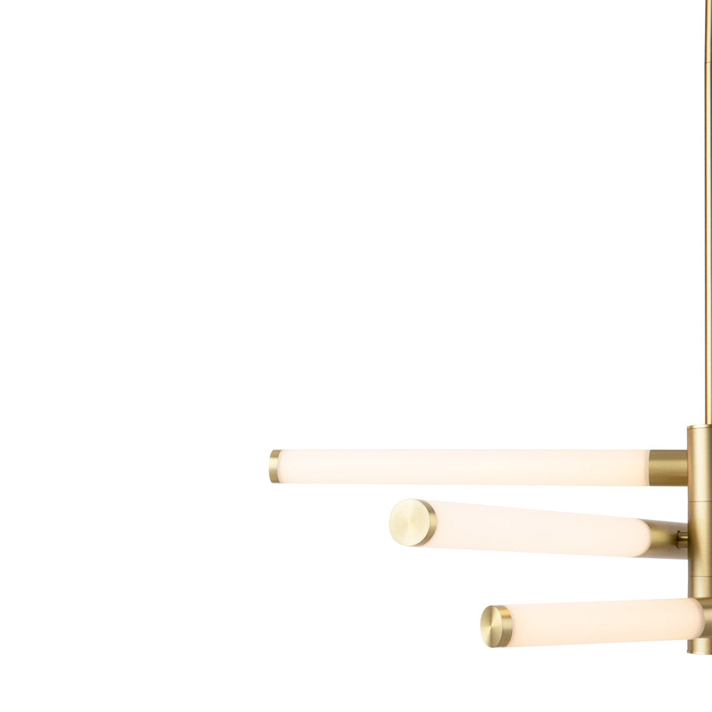 Lampadario A Sospensione Moderno Axis Alluminio Oro Acrilico 3 Luci Led 28W