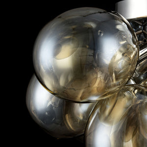 Plafoniera Contemporanea Balbo  Metallo Nichel 4 Luci Diffusori Cognac