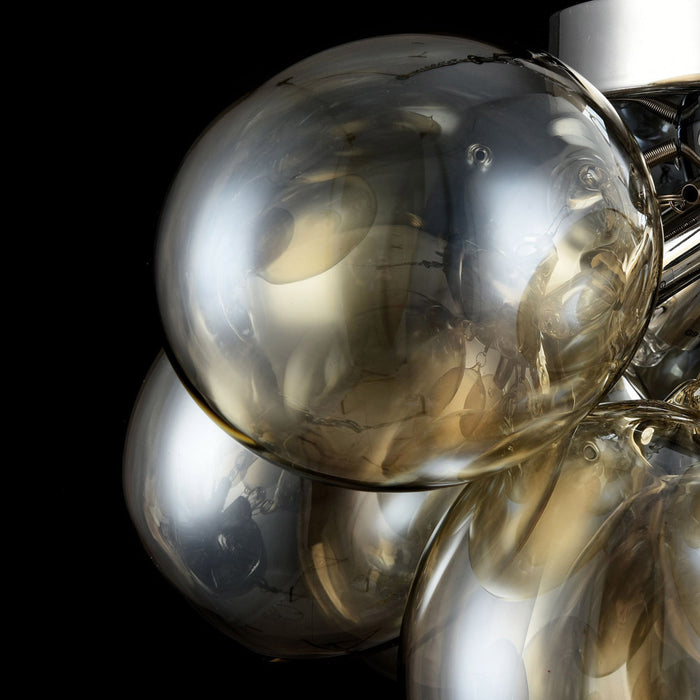 Plafoniera Contemporanea Balbo  Metallo Nichel 4 Luci Diffusori Cognac