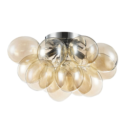 Plafoniera Contemporanea Balbo  Metallo Nichel 4 Luci Diffusori Cognac
