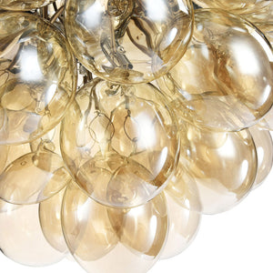 Lampadario Contemporaneo Balbo Metallo Nichel 8 Luci Diffusori Cognac