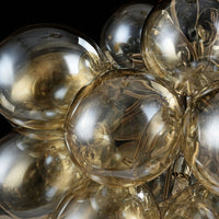 Lampadario Contemporaneo Balbo Metallo Nichel 8 Luci Diffusori Cognac