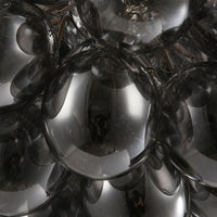 Lampadario Contemporaneo Baldo Metallo Nichel 8 Luci Diffusori Fume