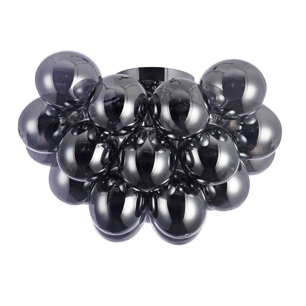 Plafoniera Contemporanea Balbo Metallo Nichel 8 Luci Diffusori Fumè