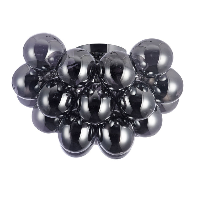 Plafoniera Contemporanea Balbo Metallo Nichel 8 Luci Diffusori Fumè