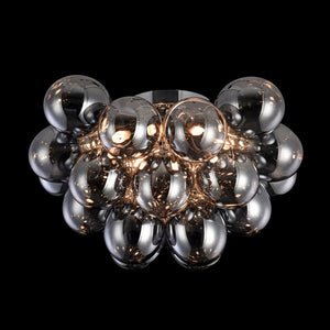 Plafoniera Contemporanea Balbo Metallo Nichel 8 Luci Diffusori Fumè