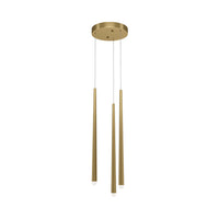 Lampadario A Sospensione Moderno Cascade Alluminio Ottone 3 Luci Led 18W