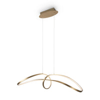 Lampadario A Sospensione Moderno Curve Alluminio Oro 1 Luce Led 42W
