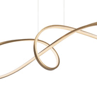 Lampadario A Sospensione Moderno Curve Alluminio Oro 1 Luce Led 42W