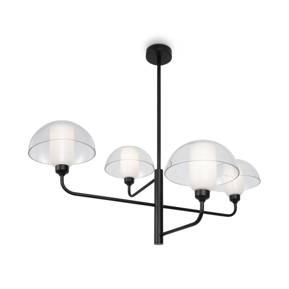 Lampadario A Sospensione Moderno Memory 4 Luci E14 40W Metallo Nero Ip20