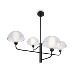 Lampadario A Sospensione Moderno Memory 4 Luci E14 40W Metallo Nero Ip20