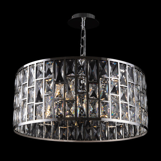 Lampadario A Sospensione Moderno Gelid Metallo Cromo Cristallo 4 Luci E27 60W