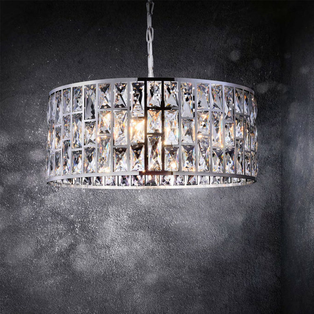 Lampadario A Sospensione Moderno Gelid Metallo Cromo Cristallo 4 Luci E27 60W