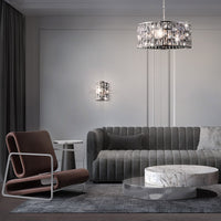 Lampadario A Sospensione Moderno Gelid Metallo Cromo Cristallo 4 Luci E27 60W