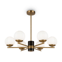 Lampadario A Sospensione Moderno Marble Metallo Ottone Vetro 6 Luci E27 60W