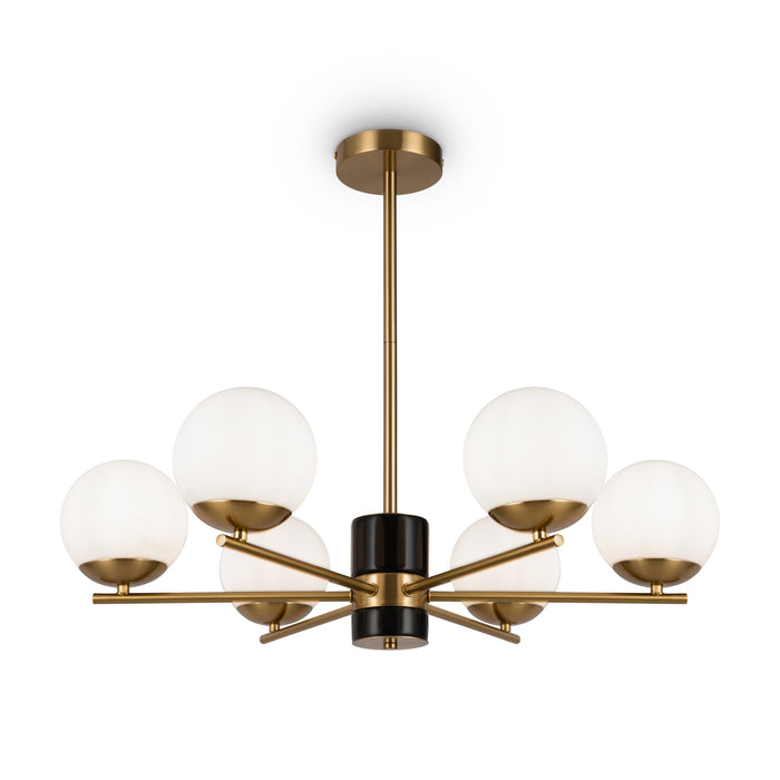 Lampadario A Sospensione Moderno Marble Metallo Ottone Vetro 6 Luci E27 60W