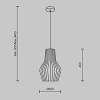 Lampada A Sospensione Moderno Roots 1 Luce E27 40W Metallo Nero D.30 Ip20
