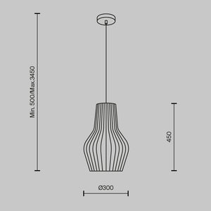 Lampada A Sospensione Moderno Roots 1 Luce E27 40W Metallo Nero D.30 Ip20