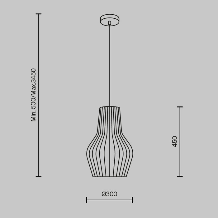 Lampada A Sospensione Moderno Roots 1 Luce E27 40W Metallo Nero D.30 Ip20