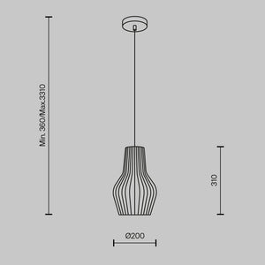 Lampada A Sospensione Moderno Roots 1 Luce E27 40W Metallo Nero D.20 Ip20