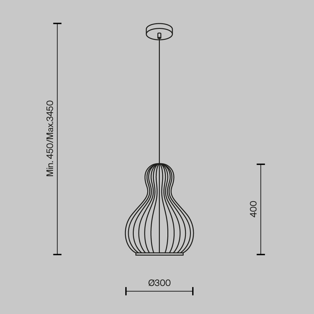 Lampadario A Sospensione Moderno Roots Luce E27 40W Metallo Nero D.30 Ip20