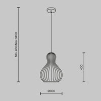 Lampadario A Sospensione Moderno Roots Luce E27 40W Metallo Nero D.30 Ip20