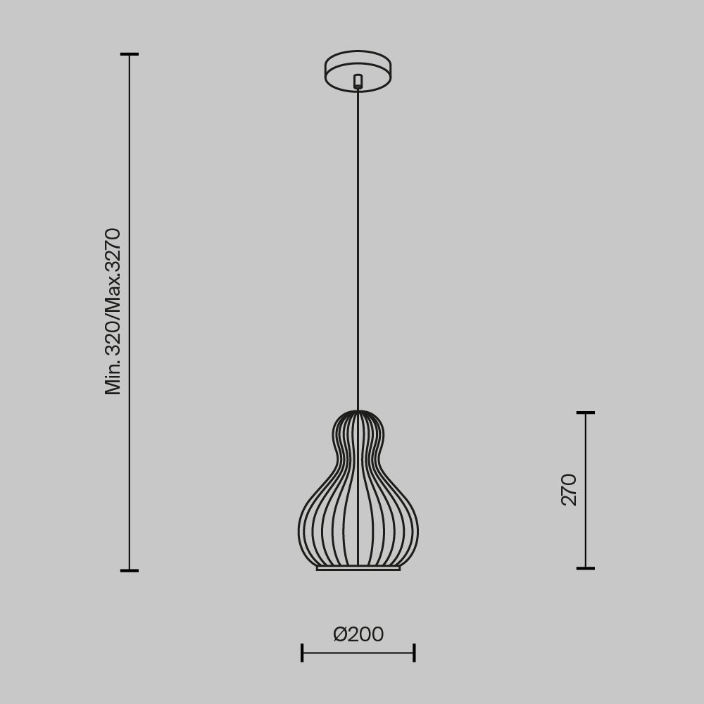 Lampadario A Sospensione Moderno Roots Luce E27 40W Metallo Nero D.20 Ip20