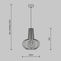 Lampada A Sospensione Moderno Roots 1 Luce E27 40W Metallo Nero D.35 Ip20