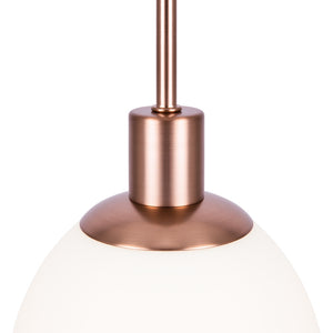 Sospensione Contemporanea Erich Metallo Oro Rosa 1 Luce E Diffusore Bianco