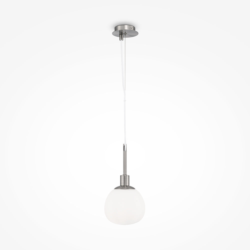 Sospensione Contemporanea Erich Metallo Nichel 1 Luce E Diffusore Bianco