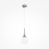 Sospensione Contemporanea Erich Metallo Nichel 1 Luce E Diffusore Bianco