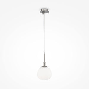 Sospensione Contemporanea Erich Metallo Nichel 1 Luce E Diffusore Bianco