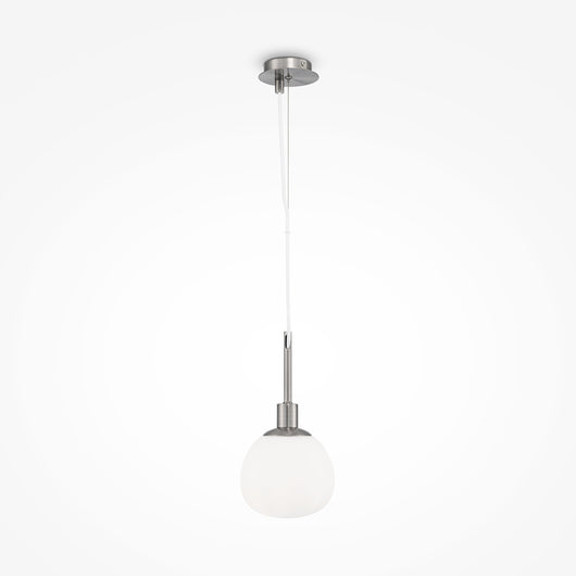 Sospensione Contemporanea Erich Metallo Nichel 1 Luce E Diffusore Bianco