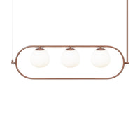 Sospensione Contemporanea Erich In Metallo Oro Rosa 3 Luci E Diffusori Bianchi