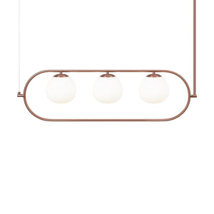 Sospensione Contemporanea Erich In Metallo Oro Rosa 3 Luci E Diffusori Bianchi