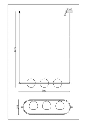 Sospensione Contemporanea Erich In Metallo Oro Rosa 3 Luci E Diffusori Bianchi