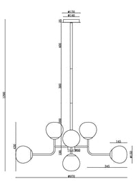 Lampadario Sospensione Erich Metallo Nichel 8 Luci Diffusori Bianchi